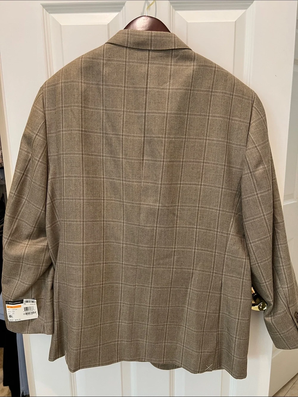 Greg Norman Collection Plaid Sport Coat - Windowpane Blazer khaki